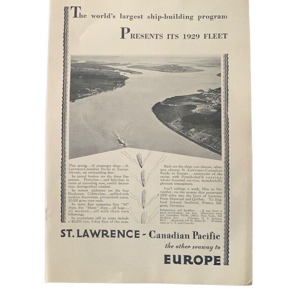 Vintage 1929 Canadian Pacific Presents its 1929 Fleet Ad Advertisement - Picture 1 of 4